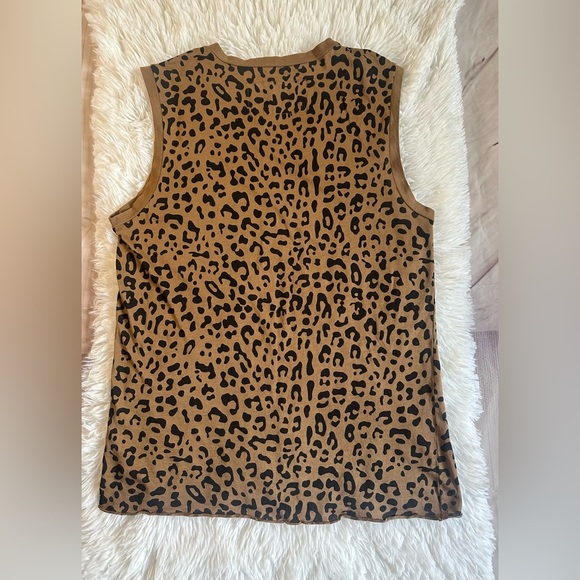 Nili Lotan Tank Top Leopard Animal print Sz Small 100% Cotton Stretch casual - Picture 2 of 5
